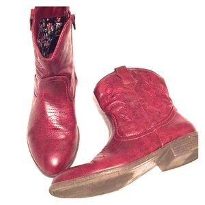 Deep red cowboy booties